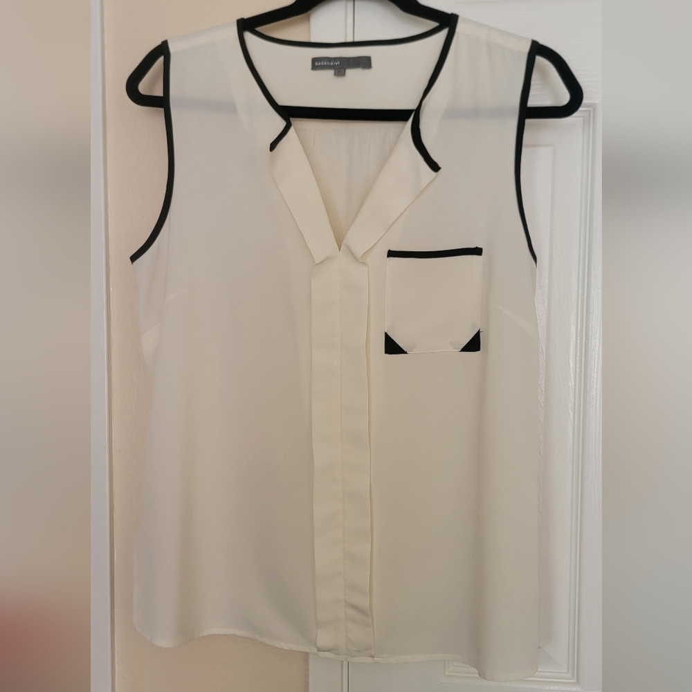 Chic Cream Blouse with Black Trim